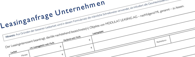 Leasinanfrage Unternehmen Leasing IT Technik