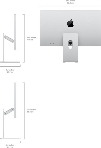 Apple Studio Display, Standardglas, neigungs- und außen
