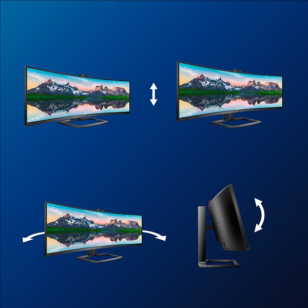 Preview: Philips P Line Curved SuperWide-LCD-Display im For rechts