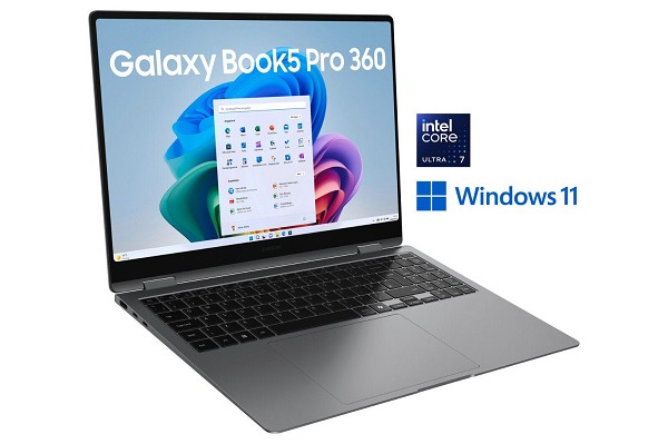 Samsung Galaxy Book5 Pro 360, Moonstone Gray, Core hinten