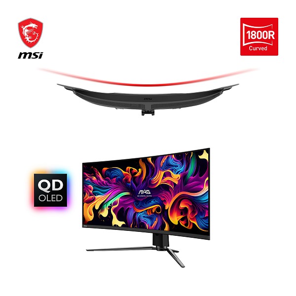 Preview: MSI MAG 341CQPDE QD-OLED Computerbildschirm 86,4 c hinten