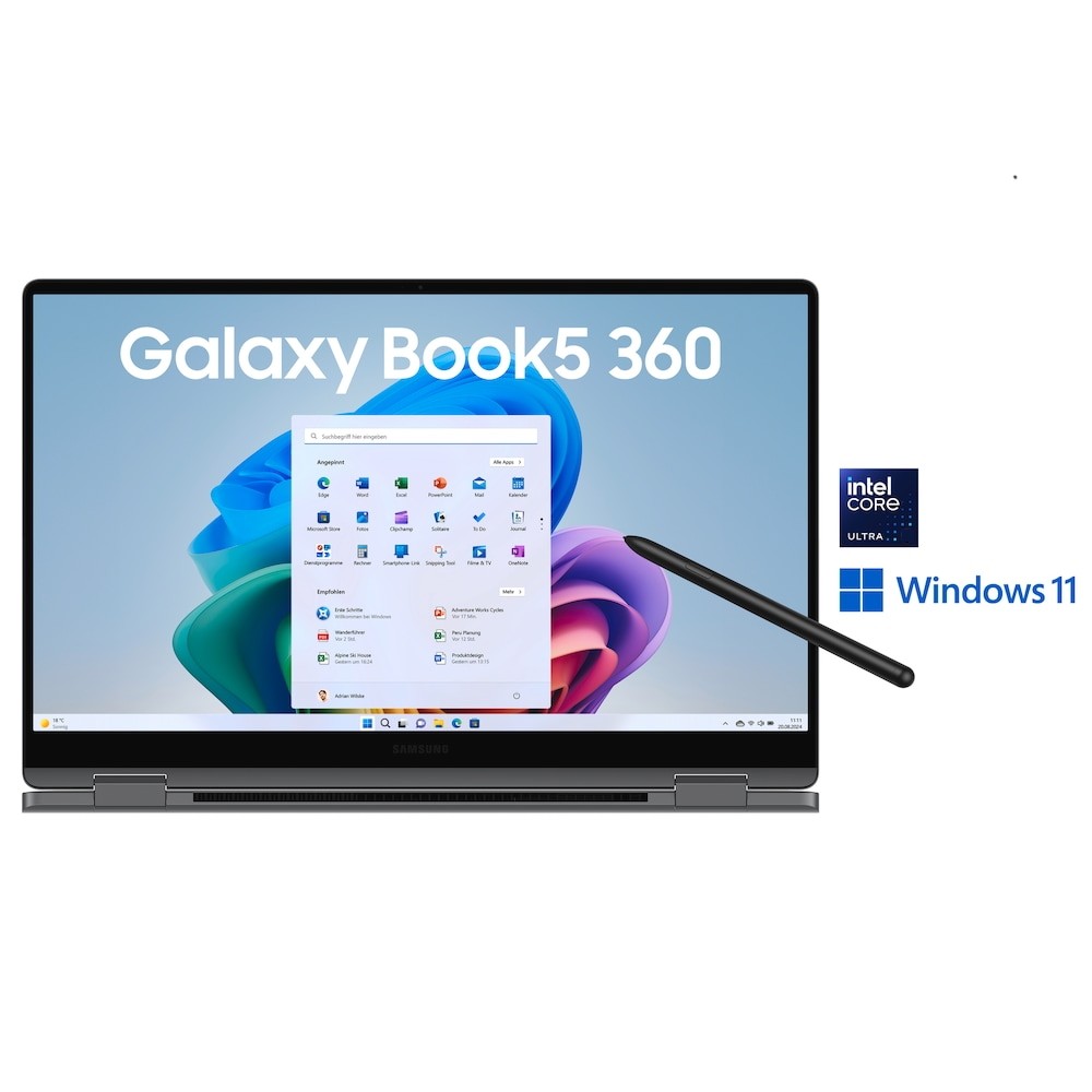 Samsung Galaxy Book5 Pro 360, Moonstone Gray, Core hinten