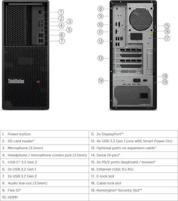 Lenovo ThinkStation P3 Tower, Core i9-14900K, 64GB vorn links