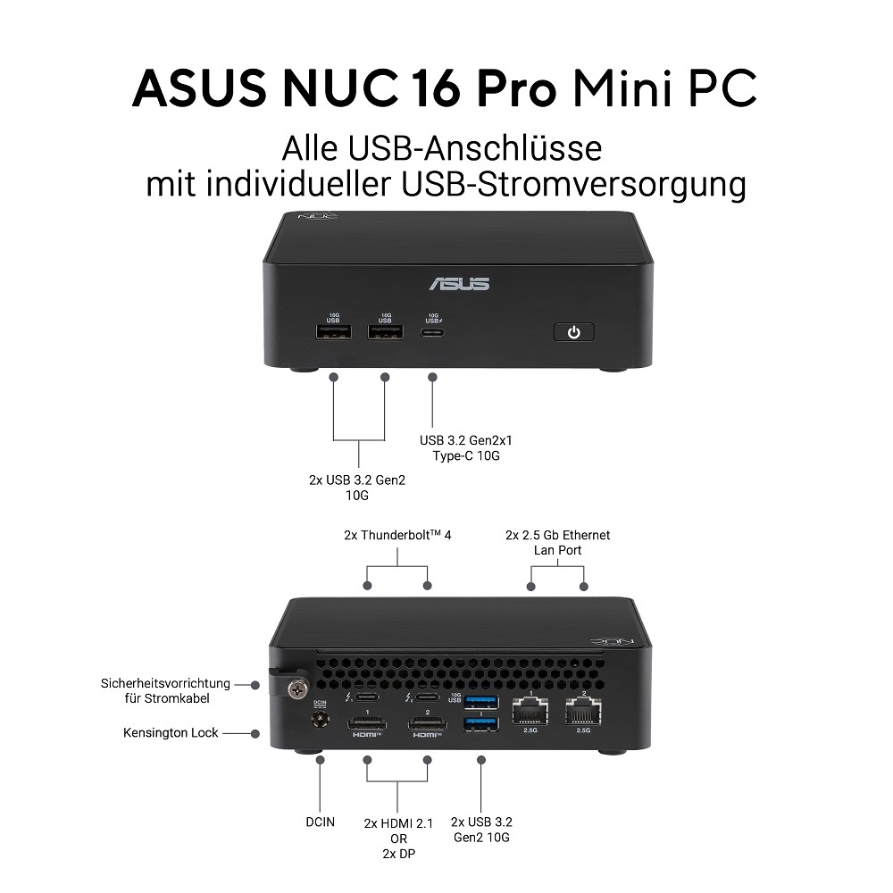 ASUS NUC 16 Pro Slim Mini PC RNUC16GDKW96C4N2 (Int hinten