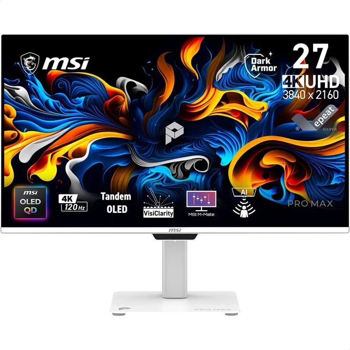 MSI PRO MAX 271UPXW12G, 26,5" 4K UHD QD-OLED, 120 Hz, 0,03 ms, US 869