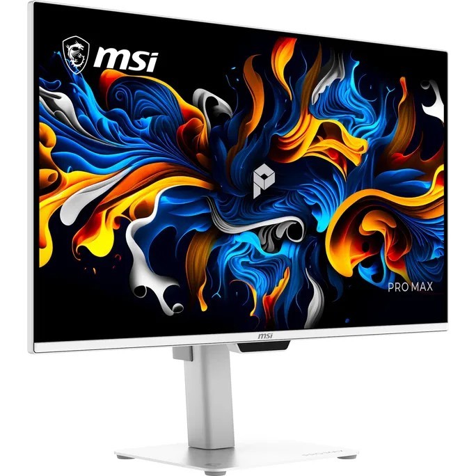 MSI PRO MAX 271UPXW12G, 26,5" 4K UHD QD-OLED, 120 Hz, 0,03 m vorn links