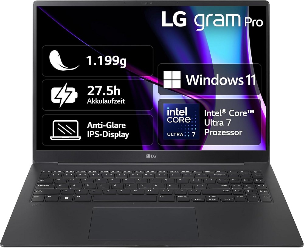 LG gram Pro 16 (2024), schwarz, Core Ultra 7 155H,