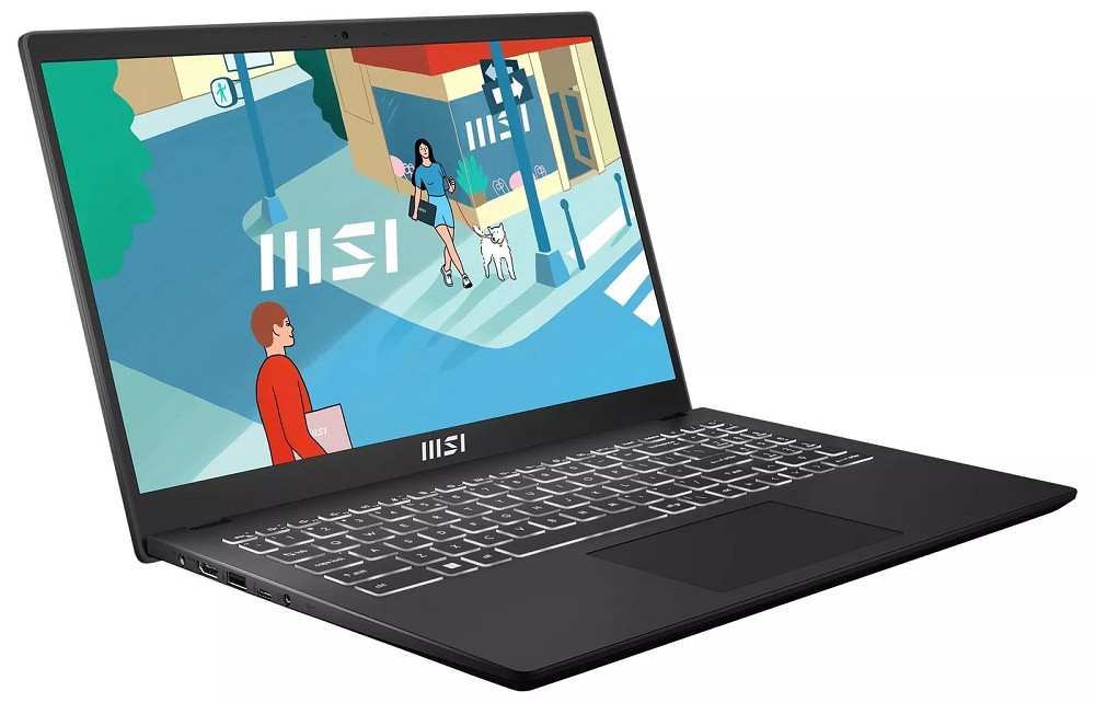 MSI Modern 15 B12MO-851, Classic Black, Core i5-12 hinten