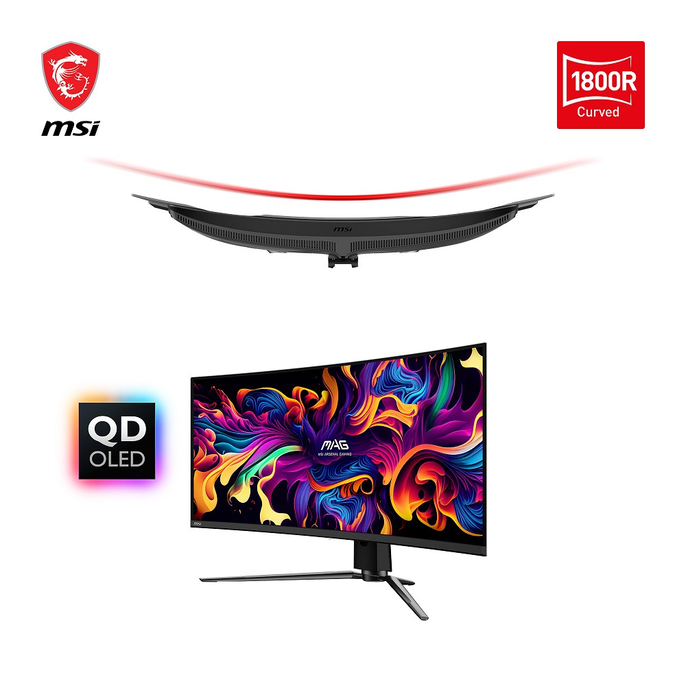 MSI MAG 341CQPDE QD-OLED Computerbildschirm 86,4 c hinten